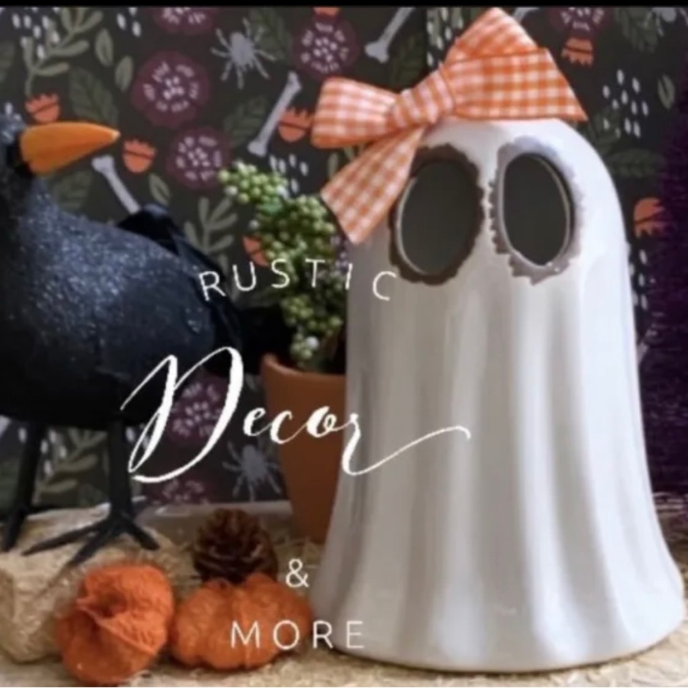 Halloween Ceramic Ghost With Assorted Color “LED LIGHTS - Picture 2 of 3